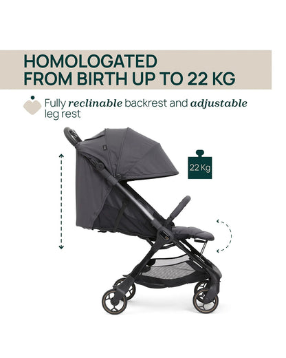 Chicco Aero We Cabin Friendly Stroller-One Hand Fold-Flat Reclining Seat-Includes Rain Cover & Travel Bag-For 0 to 4Y (Upto 22 kg)-Ebony