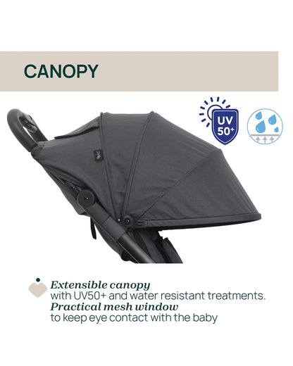 Chicco Aero We Cabin Friendly Stroller-One Hand Fold-Flat Reclining Seat-Includes Rain Cover & Travel Bag-For 0 to 4Y (Upto 22 kg)-Ebony