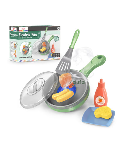 Wembley Mini Chef's Corner Electric Pan-Pretend & Play Toy-With LED Light, Sizzle Sound & 3 Simulated Color Changing Foods-Encourage Imaginative Play-36M+