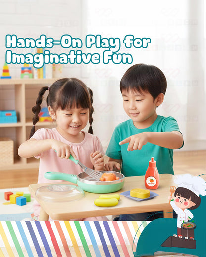 Wembley Mini Chef's Corner Electric Pan-Pretend & Play Toy-With LED Light, Sizzle Sound & 3 Simulated Color Changing Foods-Encourage Imaginative Play-36M+
