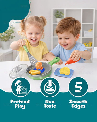 Wembley Mini Chef's Corner Electric Pan-Pretend & Play Toy-With LED Light, Sizzle Sound & 3 Simulated Color Changing Foods-Encourage Imaginative Play-36M+