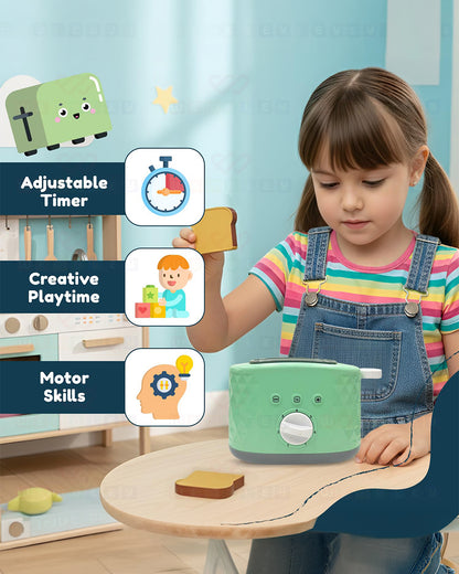 Wembley Mini Chef’s Corner Toaster-Pretend & Play Toy-with Timer & 2 Simulated Breads-Encourage Imaginative Play-36M+