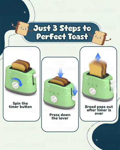 Wembley Mini Chef’s Corner Toaster-Pretend & Play Toy-with Timer & 2 Simulated Breads-Encourage Imaginative Play-36M+