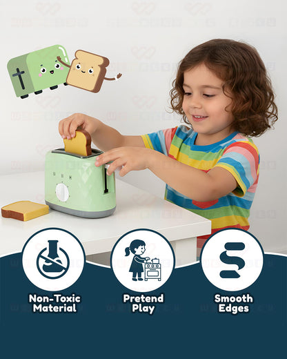 Wembley Mini Chef’s Corner Toaster-Pretend & Play Toy-with Timer & 2 Simulated Breads-Encourage Imaginative Play-36M+