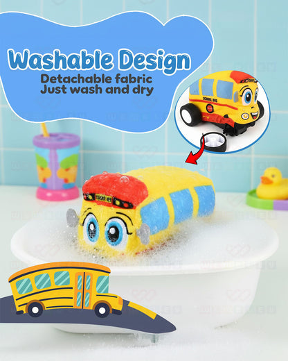 Wembley School Bus Plush Remote Control Car With Music-Vehicle Toy-Battery Operated RC Car with 2.4GHz Remote-Detachable & Washable Fabric-24M+