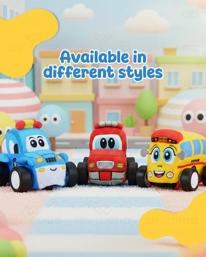 Wembley School Bus Plush Remote Control Car With Music-Vehicle Toy-Battery Operated RC Car with 2.4GHz Remote-Detachable & Washable Fabric-24M+