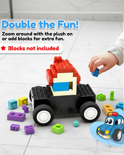 Wembley Police Car Plush Remote Control Car With Music-Vehicle Toy-Battery Operated RC Car with 2.4GHz Remote-Detachable & Washable Fabric-24M+