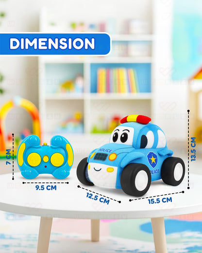 Wembley Police Car Plush Remote Control Car With Music-Vehicle Toy-Battery Operated RC Car with 2.4GHz Remote-Detachable & Washable Fabric-24M+