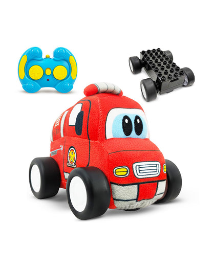 Wembley Fire Bus Plush Remote Control Car With Music-Vehicle Toy-Battery Operated RC Car with 2.4GHz Remote-Detachable & Washable Fabric-24M+