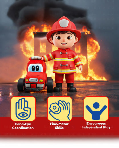Wembley Fire Bus Plush Remote Control Car With Music-Vehicle Toy-Battery Operated RC Car with 2.4GHz Remote-Detachable & Washable Fabric-24M+