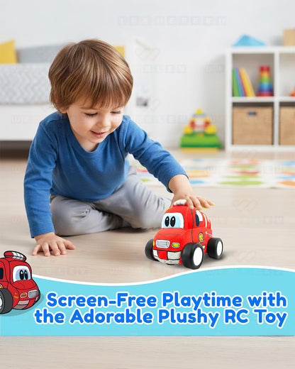 Wembley Fire Bus Plush Remote Control Car With Music-Vehicle Toy-Battery Operated RC Car with 2.4GHz Remote-Detachable & Washable Fabric-24M+