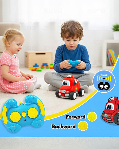Wembley Fire Bus Plush Remote Control Car With Music-Vehicle Toy-Battery Operated RC Car with 2.4GHz Remote-Detachable & Washable Fabric-24M+