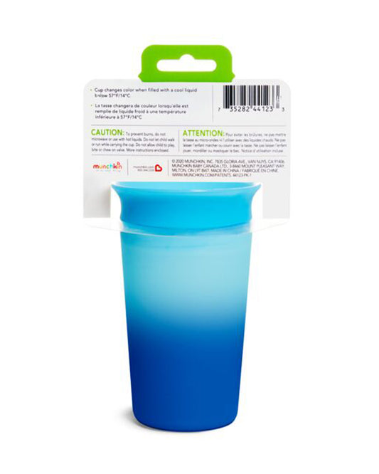 Munchkin Miracle 360 Degree Color Changing Cup-Blue-Auto Flow Stop-For Infants