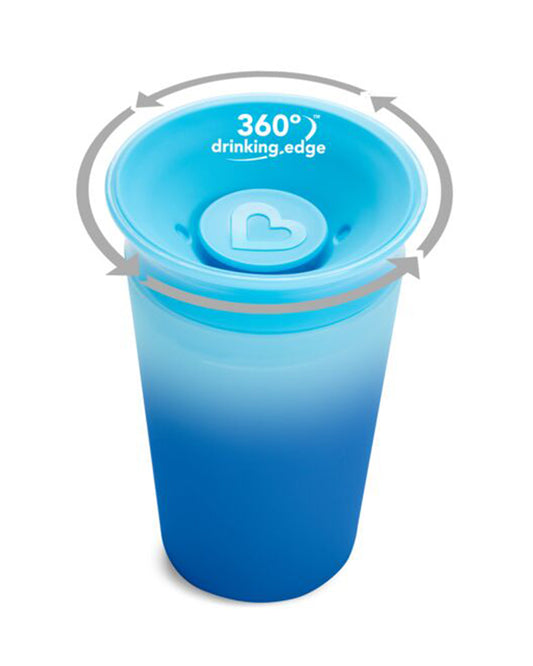 Munchkin Miracle 360 Degree Color Changing Cup-Blue-Auto Flow Stop-For Infants