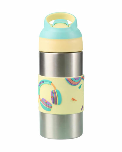 Theoni Siphappy Stainless Steel Straw Sipper-24 Hours Cold & 12 Hours Hot-Anti Skid Silicone Base-Stereo Green-400 ml
