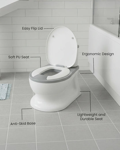nuluv Baby Potty Seat-with Flush Sound Removable Bowl & Built-in Toilet Paper Holder-12M+-Grey