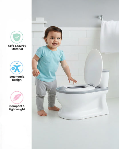 nuluv Baby Potty Seat-with Flush Sound Removable Bowl & Built-in Toilet Paper Holder-12M+-Grey