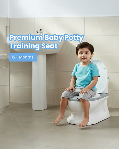 nuluv Baby Potty Seat-with Flush Sound Removable Bowl & Built-in Toilet Paper Holder-12M+-Grey
