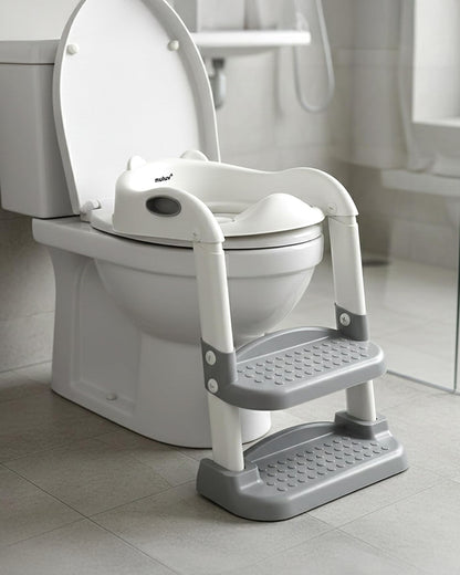 nuluv Step Ladder Kids Potty Seat-With Cushion Comfortable Seat & Large Grip Handle-12M+-Grey