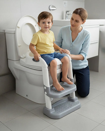 nuluv Step Ladder Kids Potty Seat-With Cushion Comfortable Seat & Large Grip Handle-12M+-Grey