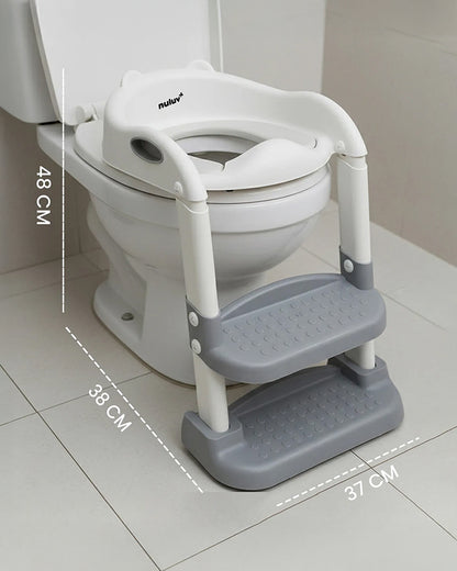 nuluv Step Ladder Kids Potty Seat-With Cushion Comfortable Seat & Large Grip Handle-12M+-Grey
