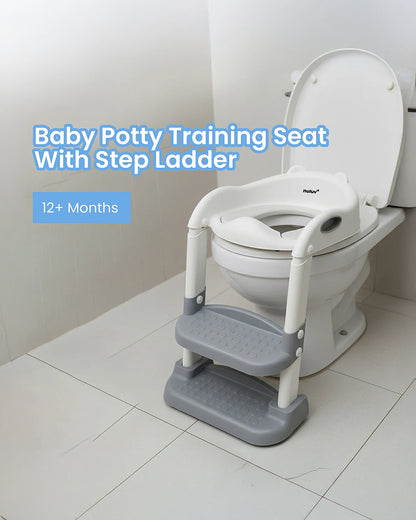 nuluv Step Ladder Kids Potty Seat-With Cushion Comfortable Seat & Large Grip Handle-12M+-Grey