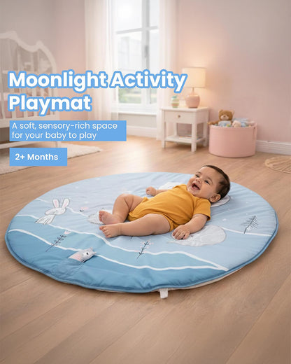nuluv Moonlight Activity Playmat-With Mirror, Crinkle & Rattle-Soft & Breathable-2M+
