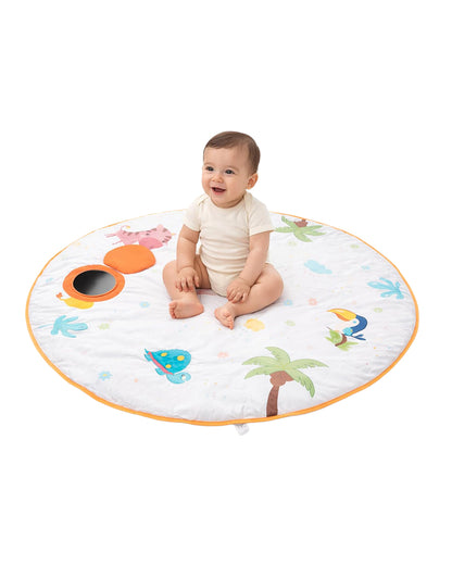 nuluv Jungle Jamboree Activity Playmat-With Mirror, Crinkle & Squeaker-Soft & Breathable-2M+
