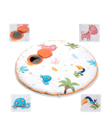 nuluv Jungle Jamboree Activity Playmat-With Mirror, Crinkle & Squeaker-Soft & Breathable-2M+