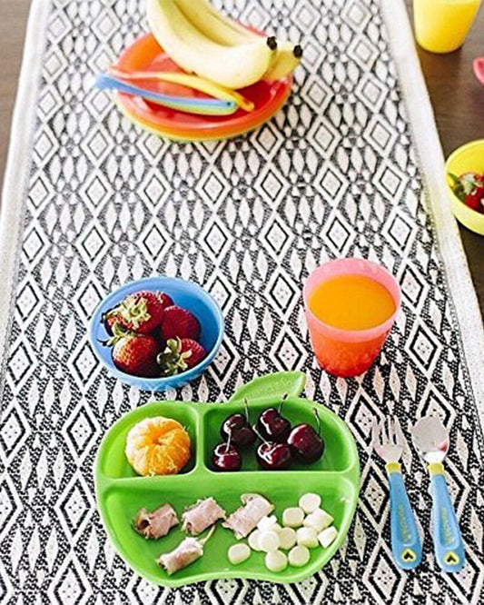 Munchkin Lil' Apple Shaped Plates-Divided Sections-BPA Free-Pack of 3-Multicolor-For Feeding Infants