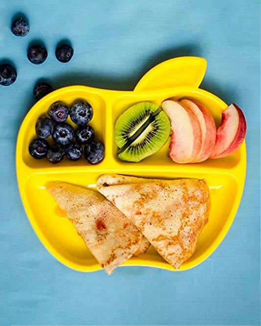 Munchkin Lil' Apple Shaped Plates-Divided Sections-BPA Free-Pack of 3-Multicolor-For Feeding Infants