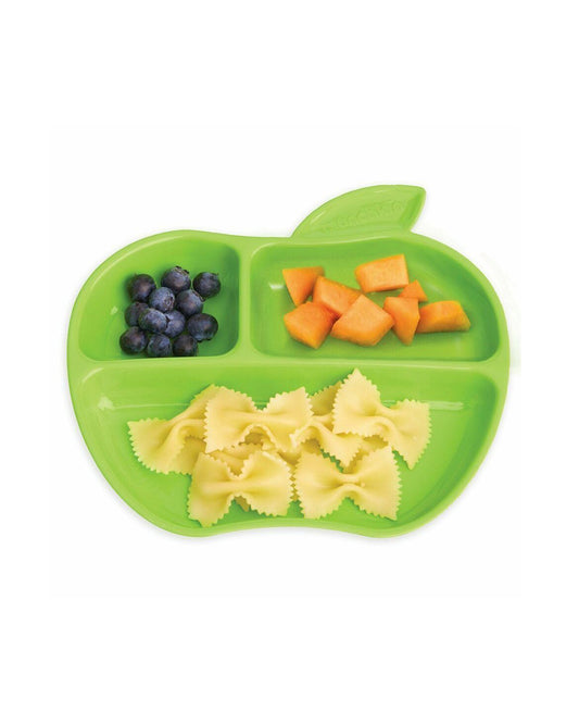 Munchkin Lil' Apple Shaped Plates-Divided Sections-BPA Free-Pack of 3-Multicolor-For Feeding Infants