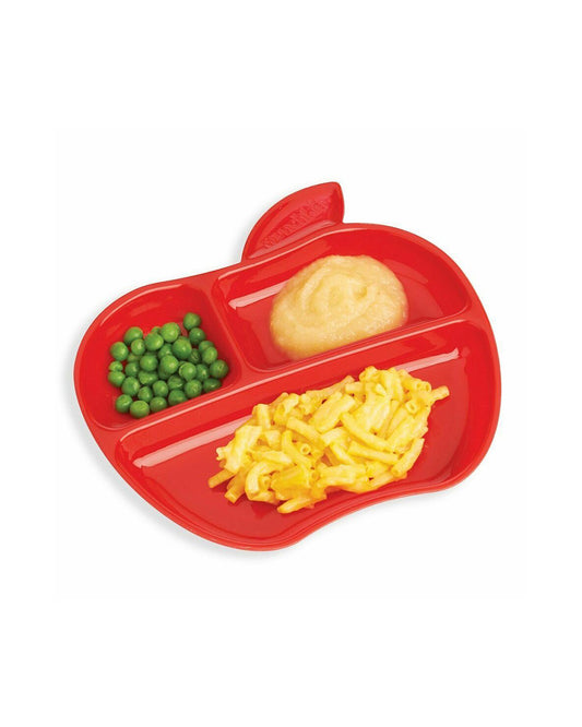 Munchkin Lil' Apple Shaped Plates-Divided Sections-BPA Free-Pack of 3-Multicolor-For Feeding Infants