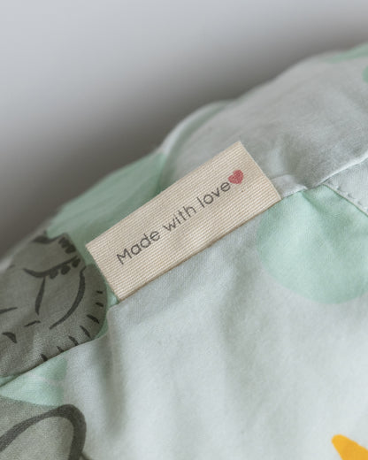 Aariro Organic Cotton Nursing Pillow-100% Cotton Cover-Elephant & Raccoon-For Nursing