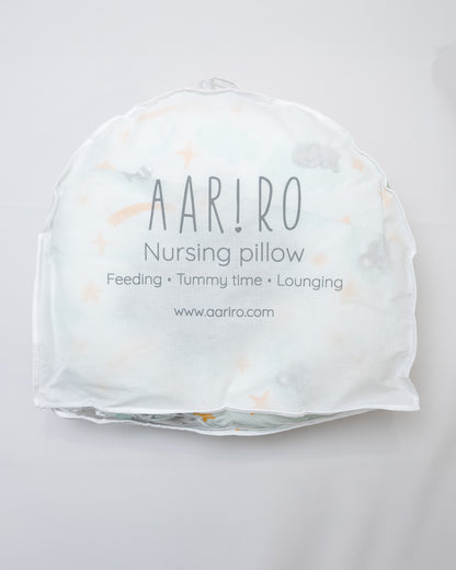 Aariro Organic Cotton Nursing Pillow-100% Cotton Cover-Elephant & Raccoon-For Nursing