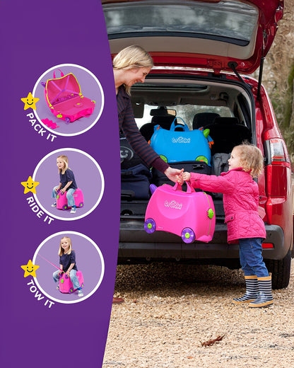 Trunki Trixie Trolley Bag-Ride on Suitcase-With 18 Litres Capacity-With Tow & Carry Strap