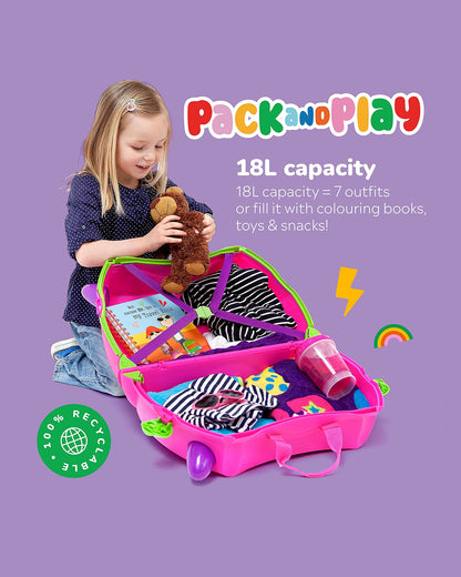 Trunki Trixie Trolley Bag-Ride on Suitcase-With 18 Litres Capacity-With Tow & Carry Strap
