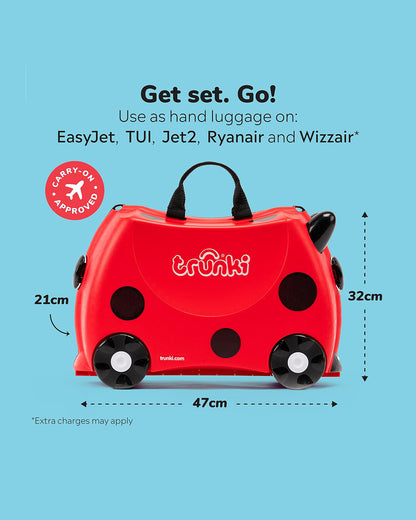 Trunki Harley Ladybug Trolley Bag-Ride on Suitcase-With 18 Litres Capacity-With Tow & Carry Strap
