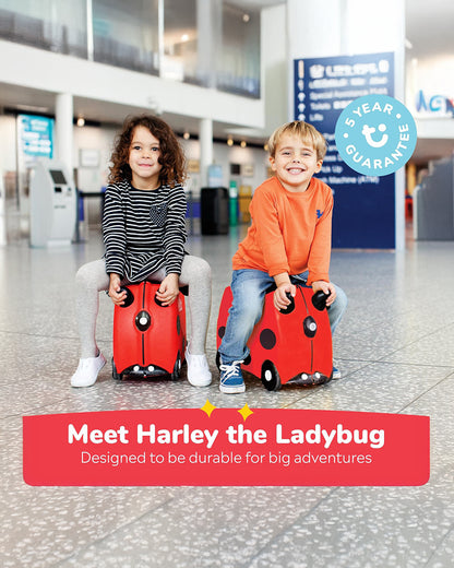 Trunki Harley Ladybug Trolley Bag-Ride on Suitcase-With 18 Litres Capacity-With Tow & Carry Strap