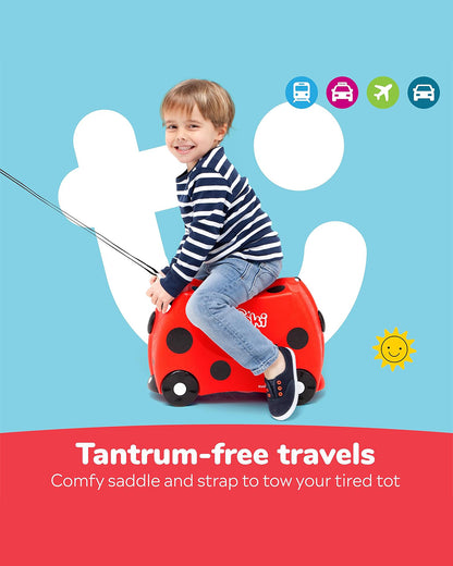 Trunki Harley Ladybug Trolley Bag-Ride on Suitcase-With 18 Litres Capacity-With Tow & Carry Strap