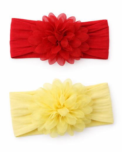 Baby Doe Red & Yellow Headbands-Solid-Cotton-Pack of 2-For Infants