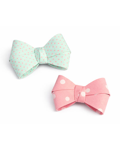 Baby Doe Peach & Light Blue Hair Clips-Polka Dots-Satin-Pack of 2-For Infants