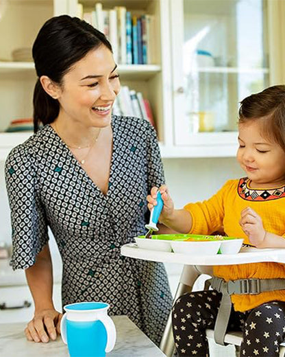 Munchkin Raise Spoon & Fork Set-Germ Protection-Easy Grip Handles-Blue-For Infants