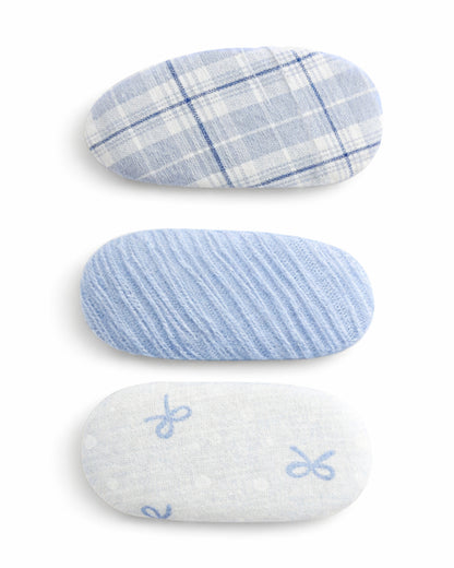 Baby Doe Light Blue Hair Clips-Solid-Cotton-Pack of 3-For Infants