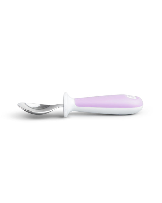 Munchkin Raise Spoon & Fork Set-Germ Protection-Easy Grip Handles-Purple-For Infants