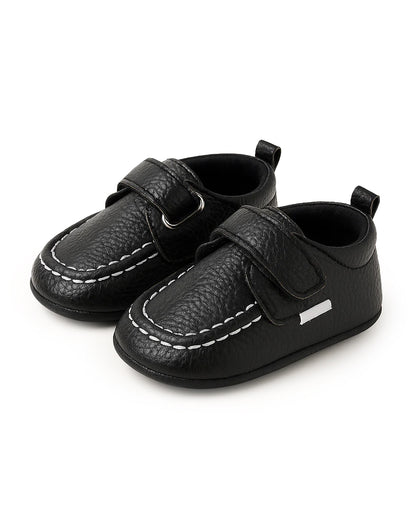 Baby Doe Black Velcro Loafers-For Infants