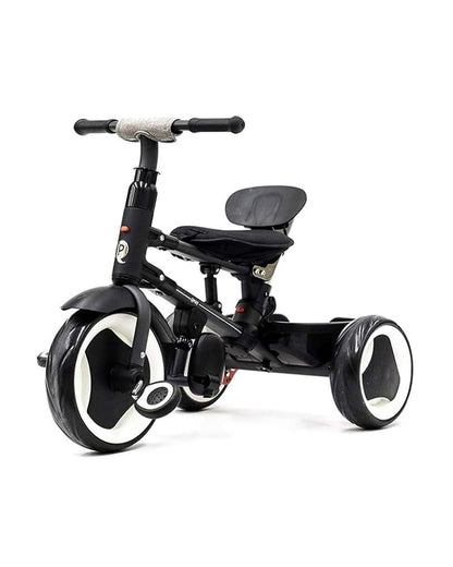 Qplay Rito Plus Trike-Compact Fold-Roll Like a Suitcase-Height Adjustable Parent Handle Bar-With Detachable Bag-For 10M to 6Y (Upto 25 Kg)-Black