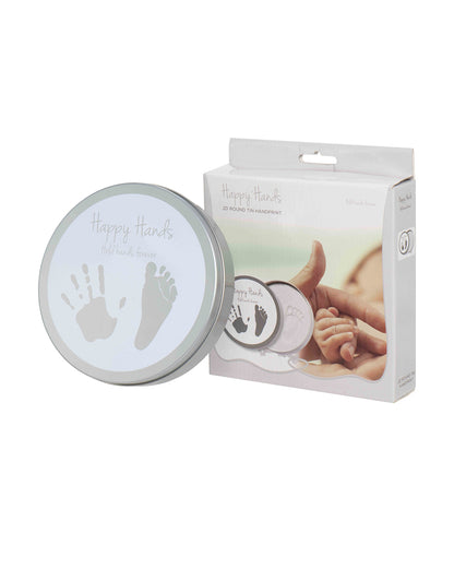 Dooky Happy Hands 2D Baby Handprint & Footprint Kit-Round Memory Tin with Safe Natural Clay-Baby Keepsakes Gift Set For Baby Shower