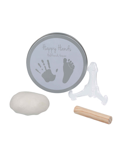 Dooky Happy Hands 2D Baby Handprint & Footprint Kit-Round Memory Tin with Safe Natural Clay-Baby Keepsakes Gift Set For Baby Shower