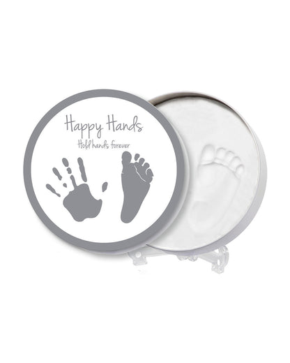 Dooky Happy Hands 2D Baby Handprint & Footprint Kit-Round Memory Tin with Safe Natural Clay-Baby Keepsakes Gift Set For Baby Shower